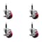 Service Caster 3'' Red Poly Swivel 3/4'' Expanding Stem Caster Set with Brake, 4PK SCC-EX20S314-PPUB-RED-TLB-34-4 - alternate 1
